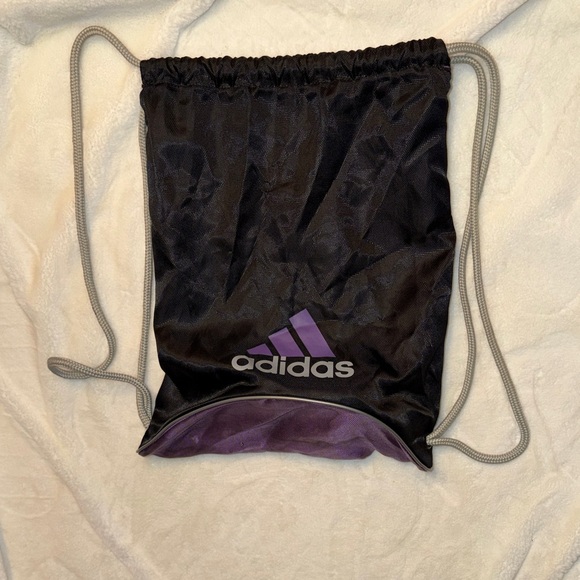 Adidas Black and Purple Drawstring Backpack - Picture 2 of 4